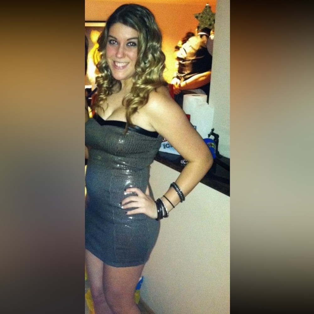 Bronze Sequin Strapless Dress